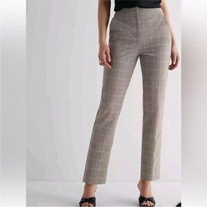 Express Women's Straight Leg Plaid Pants - Gray